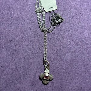 Lee Brevard Cruz Cross Pendant Pink Tourmaline with 16” sterling silver chain